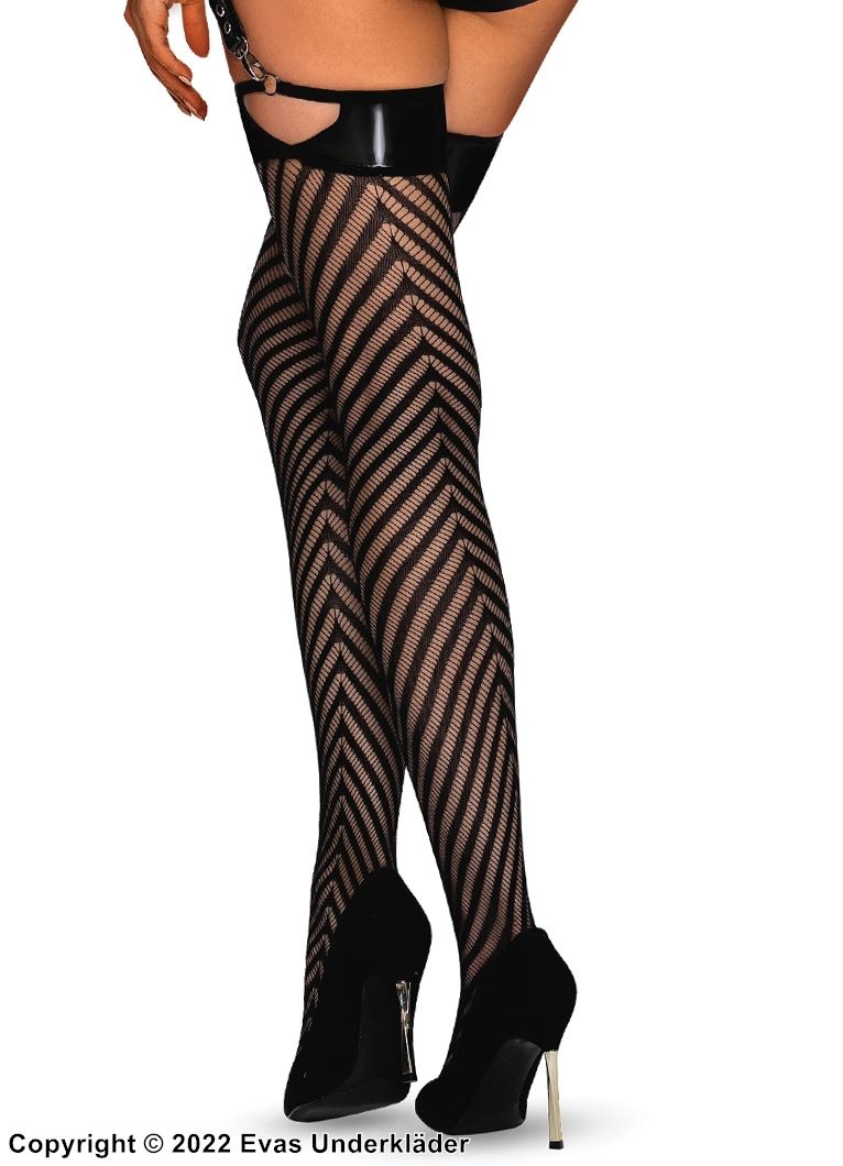 Exklusive Stockings, Kunstleder, ausgeschnitten, Chevron-Muster